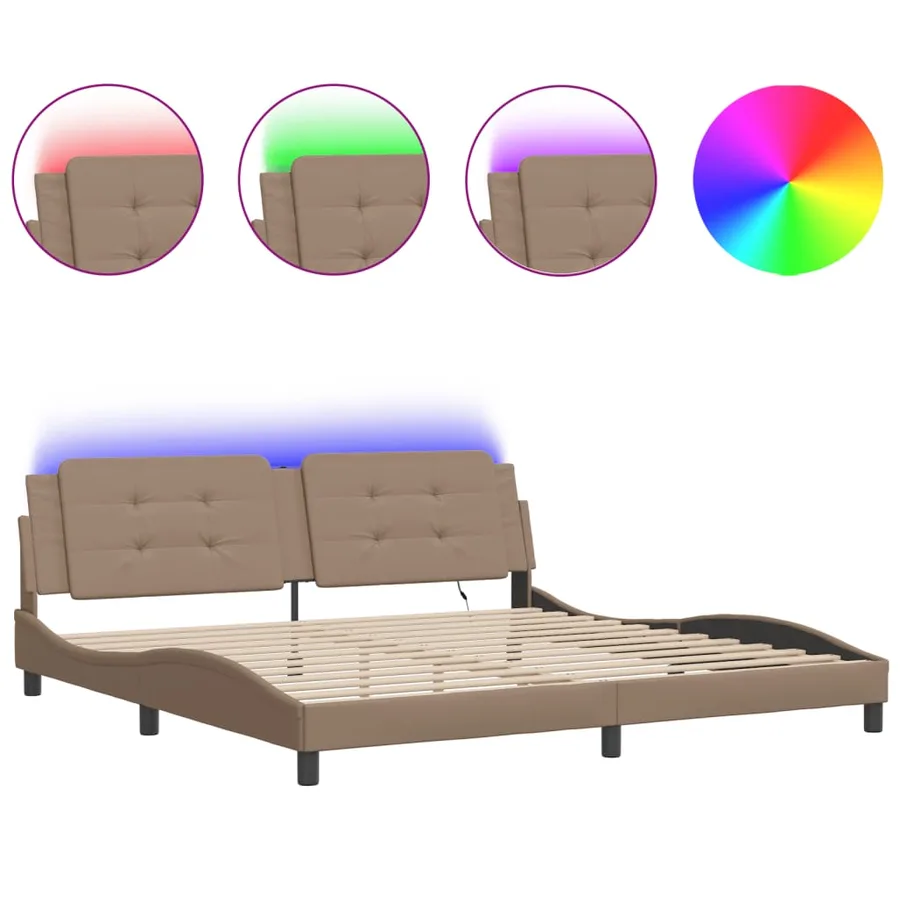 Cadre de lit avec LED sans matelas Zadar cappuccino 200x200 cm - 2