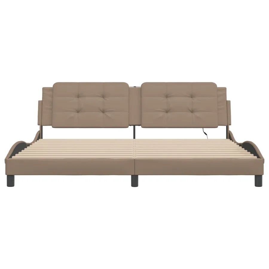 Cadre de lit avec LED sans matelas Zadar cappuccino 200x200 cm - 6
