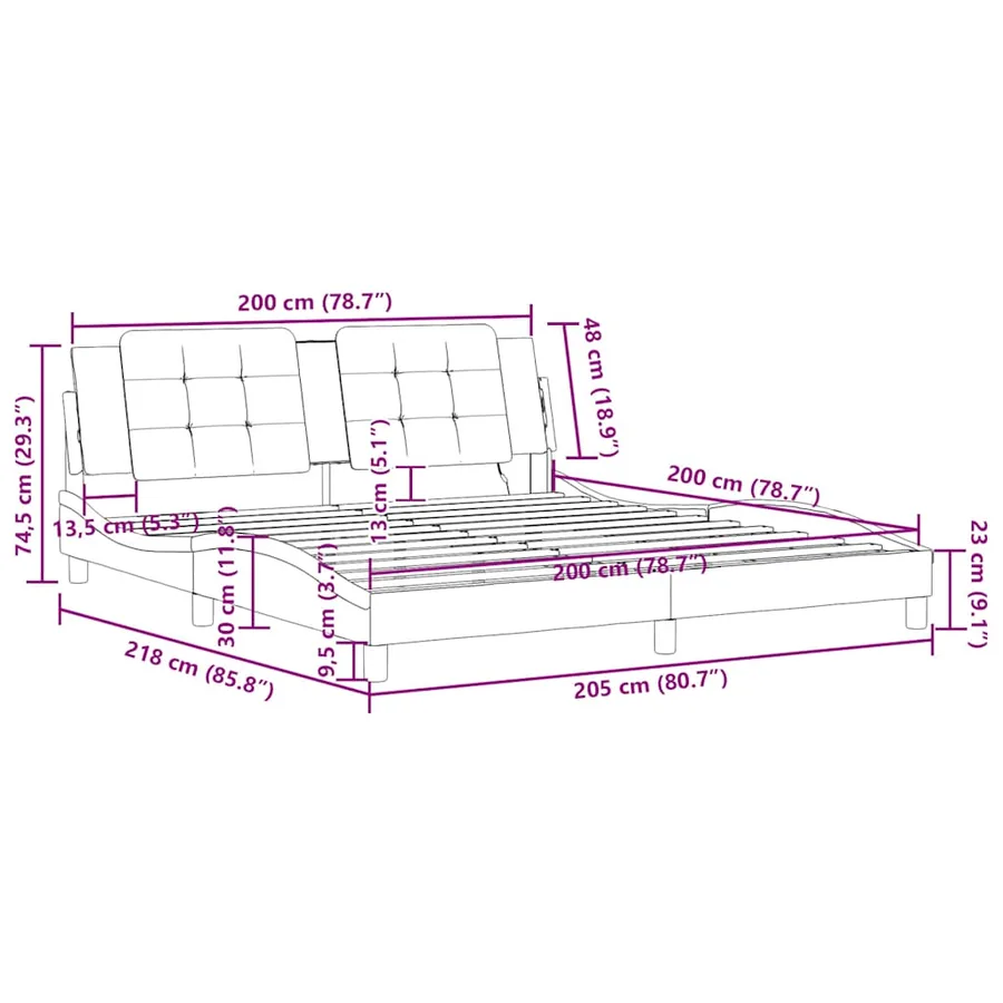 Cadre de lit sans matelas Zadar blanc 200x200 cm similicuir - 12
