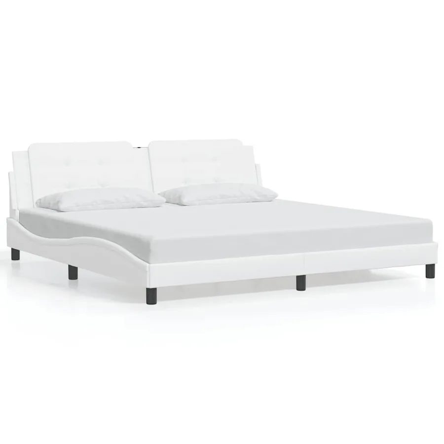 Cadre de lit sans matelas Zadar blanc 200x200 cm similicuir - 2