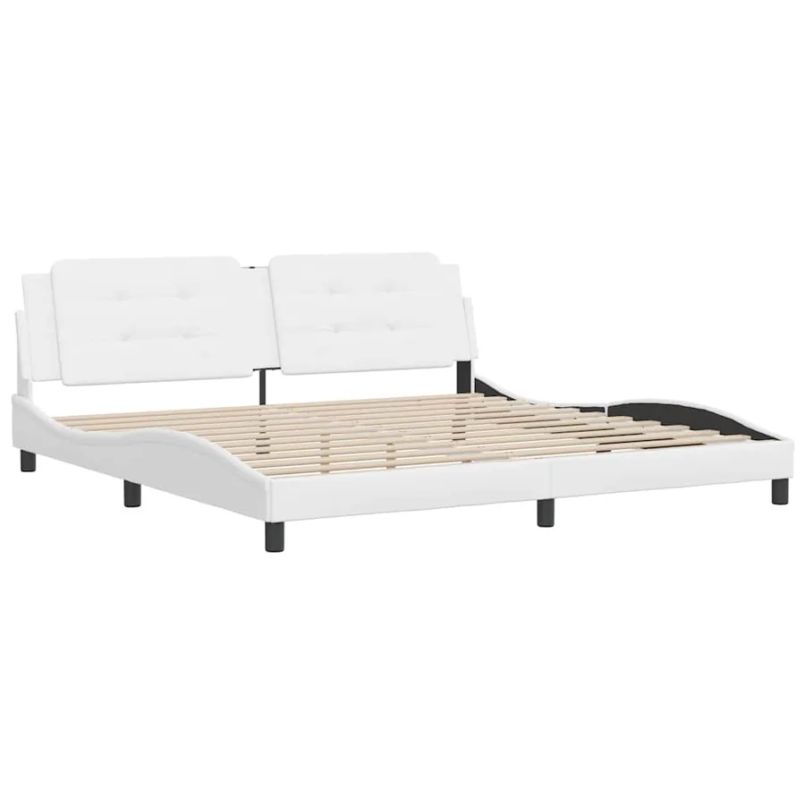Cadre de lit sans matelas Zadar blanc 200x200 cm similicuir - 3