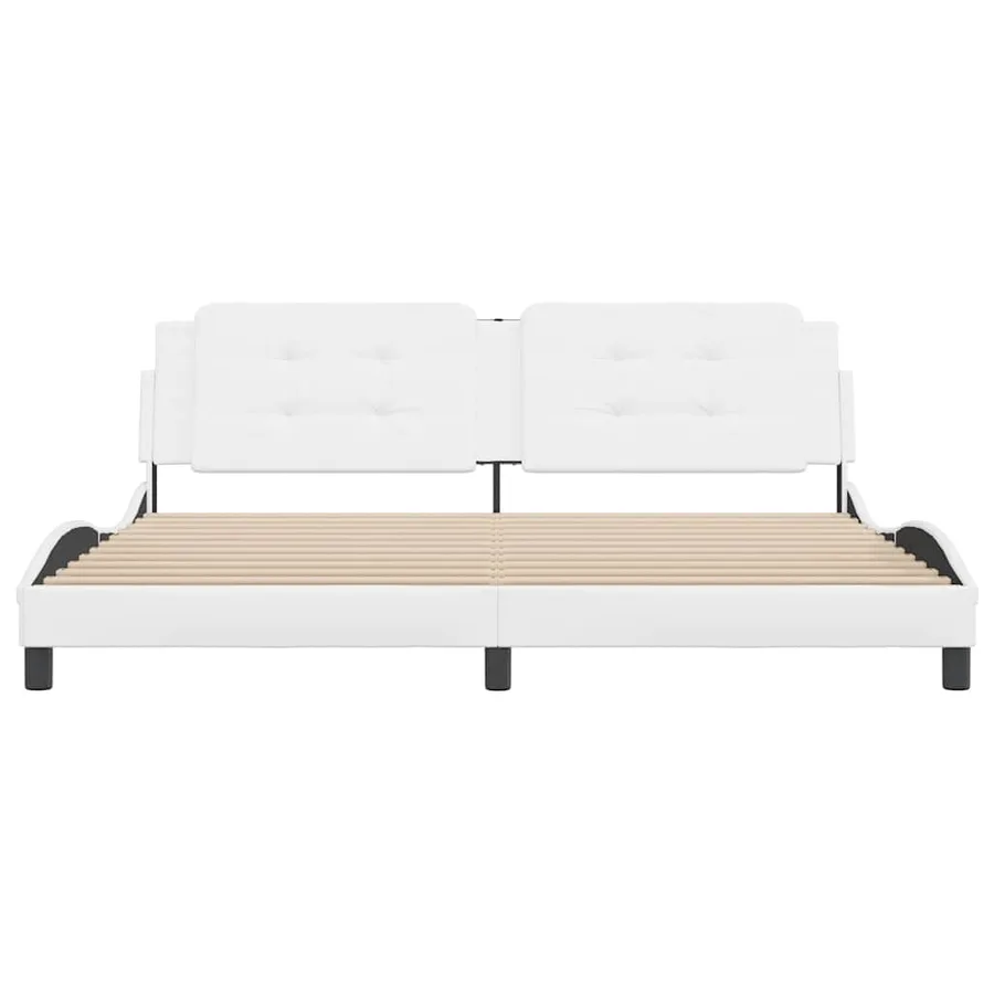 Cadre de lit sans matelas Zadar blanc 200x200 cm similicuir - 4
