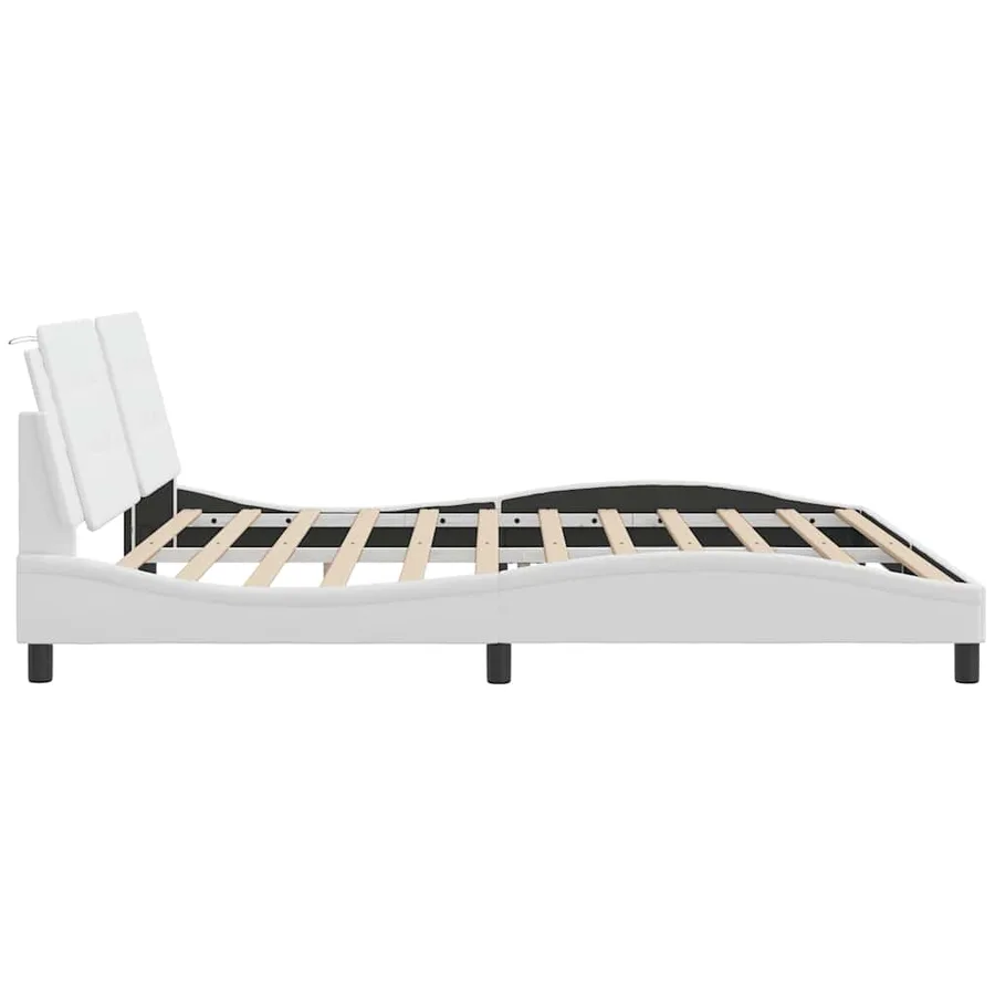 Cadre de lit sans matelas Zadar blanc 200x200 cm similicuir - 5