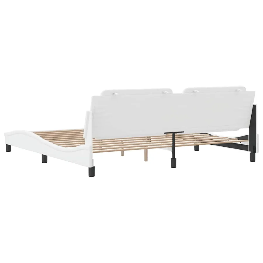 Cadre de lit sans matelas Zadar blanc 200x200 cm similicuir - 6