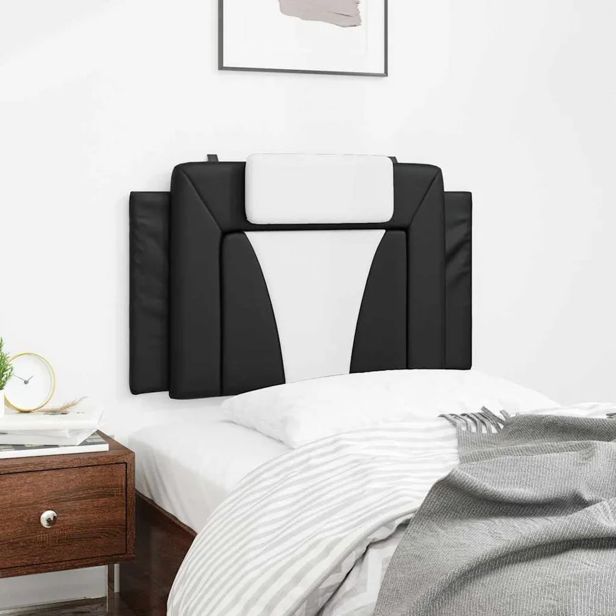 Coussin de tête de lit Viana noir et blanc 80 cm similicuir - 3