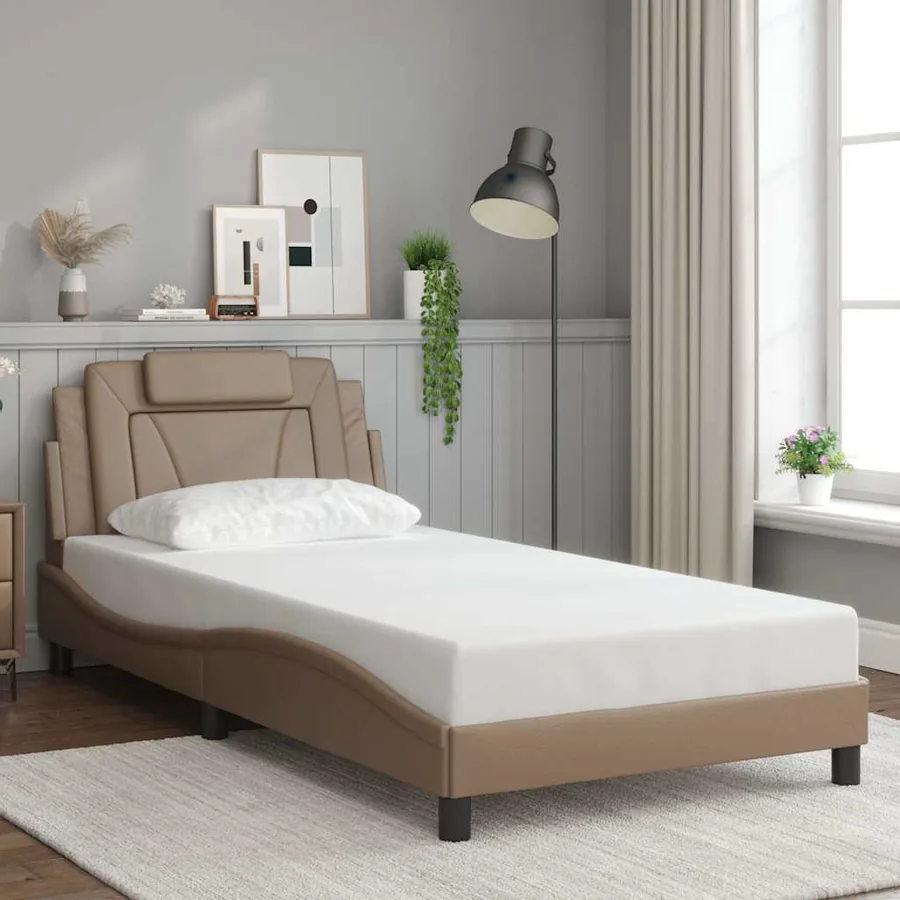 Cadre de lit Viana sans matelas cappuccino 100x200 cm similicuir