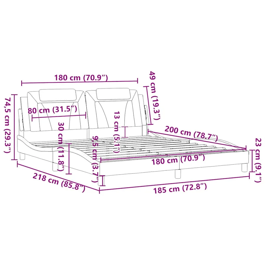 Cadre de lit Viana sans matelas cappuccino 180x200 cm similicuir - 12