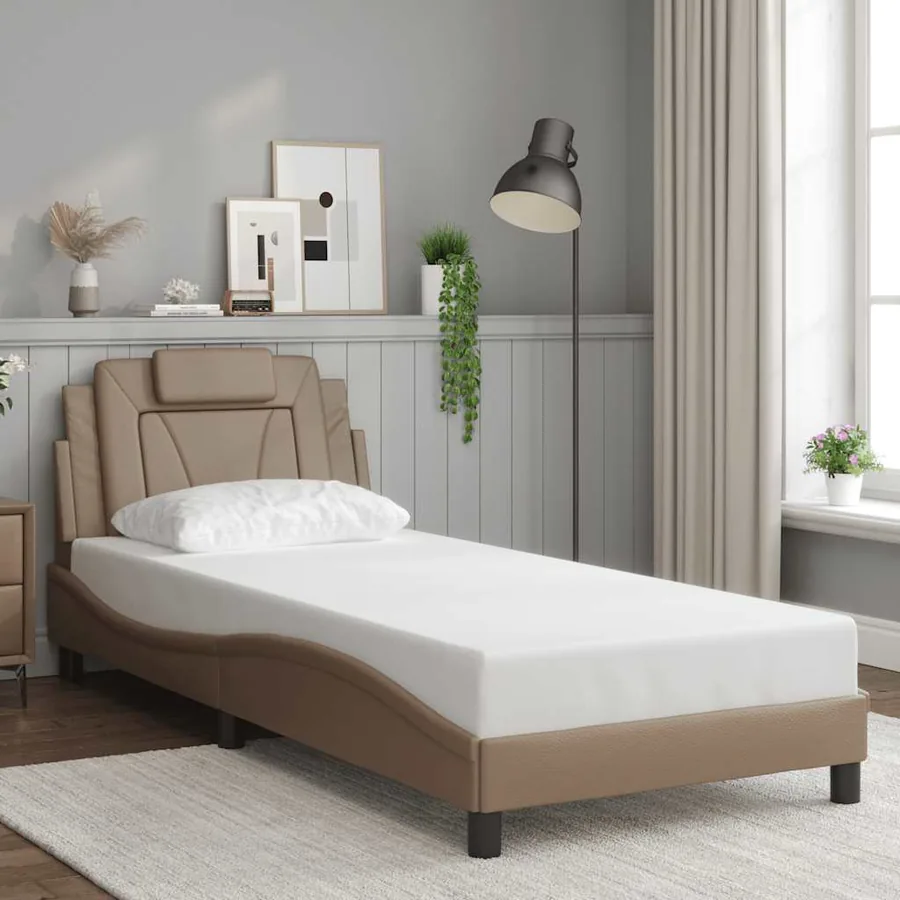 Cadre de lit Viana sans matelas cappuccino 80x200 cm similicuir