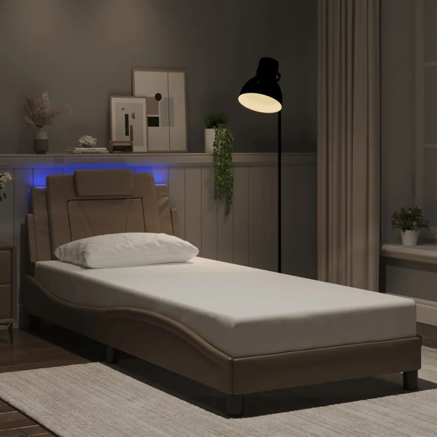 Cadre de lit Viana avec LED sans matelas cappuccino 80x200 cm