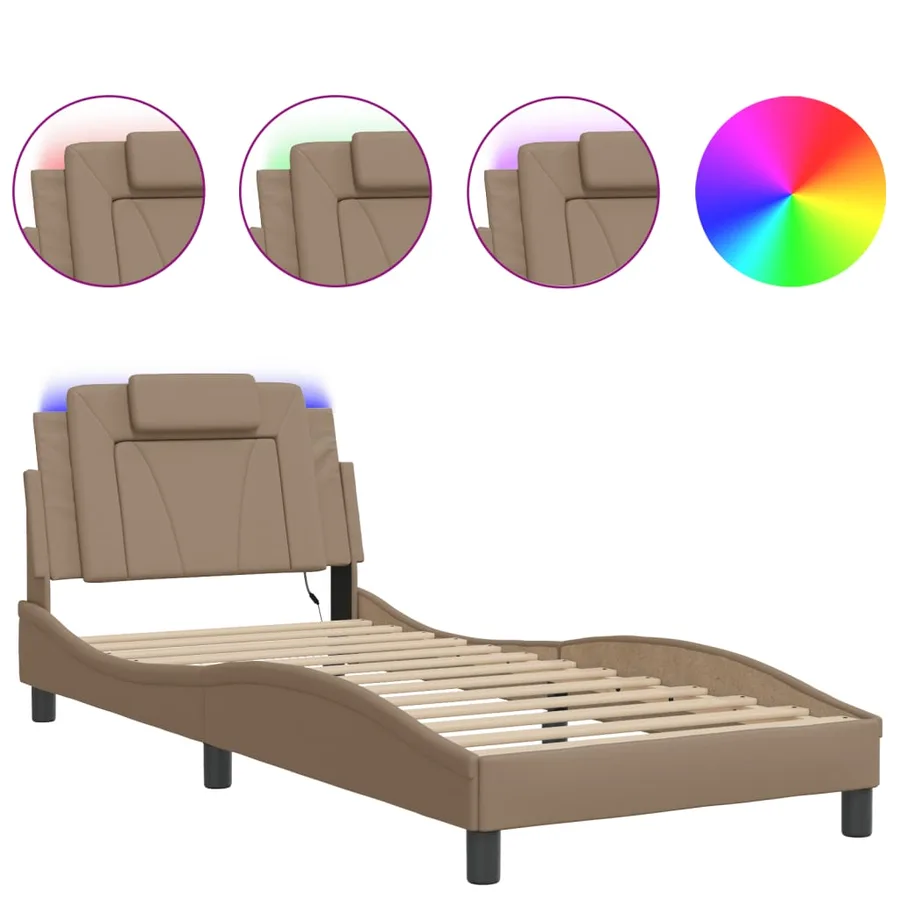 Cadre de lit Viana avec LED sans matelas cappuccino 80x200 cm - 2