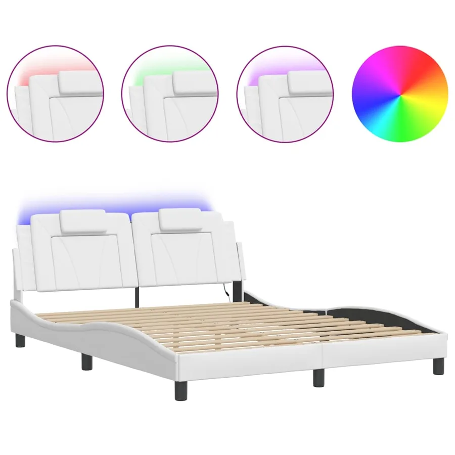 Cadre de lit Viana avec LED sans matelas blanc 160x200 cm - 2