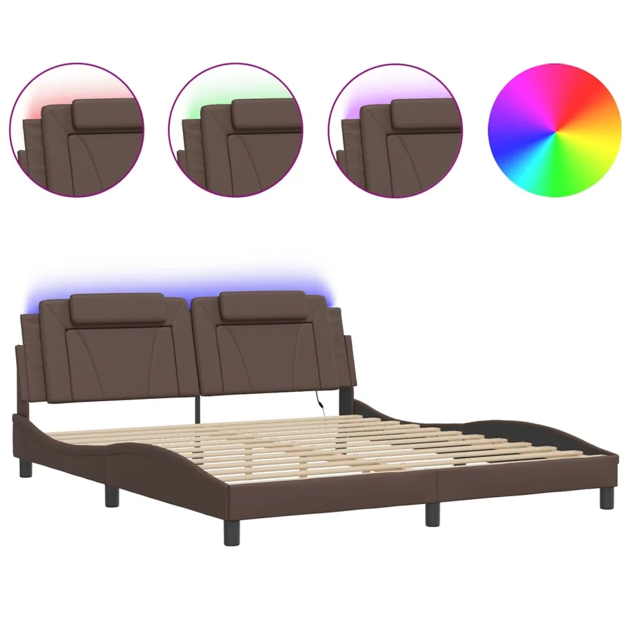 Cadre de lit Viana avec LED sans matelas gris 180x200 cm - 2