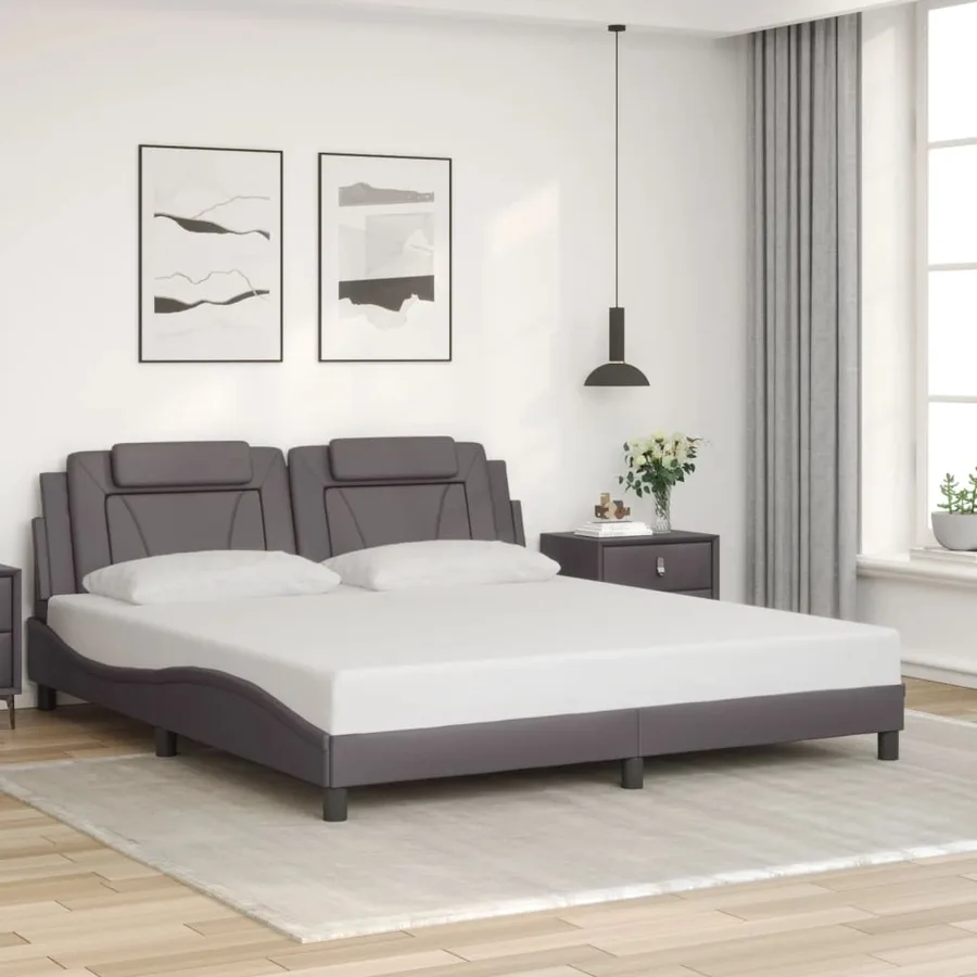 Cadre de lit Viana avec LED sans matelas gris 180x200 cm - 4