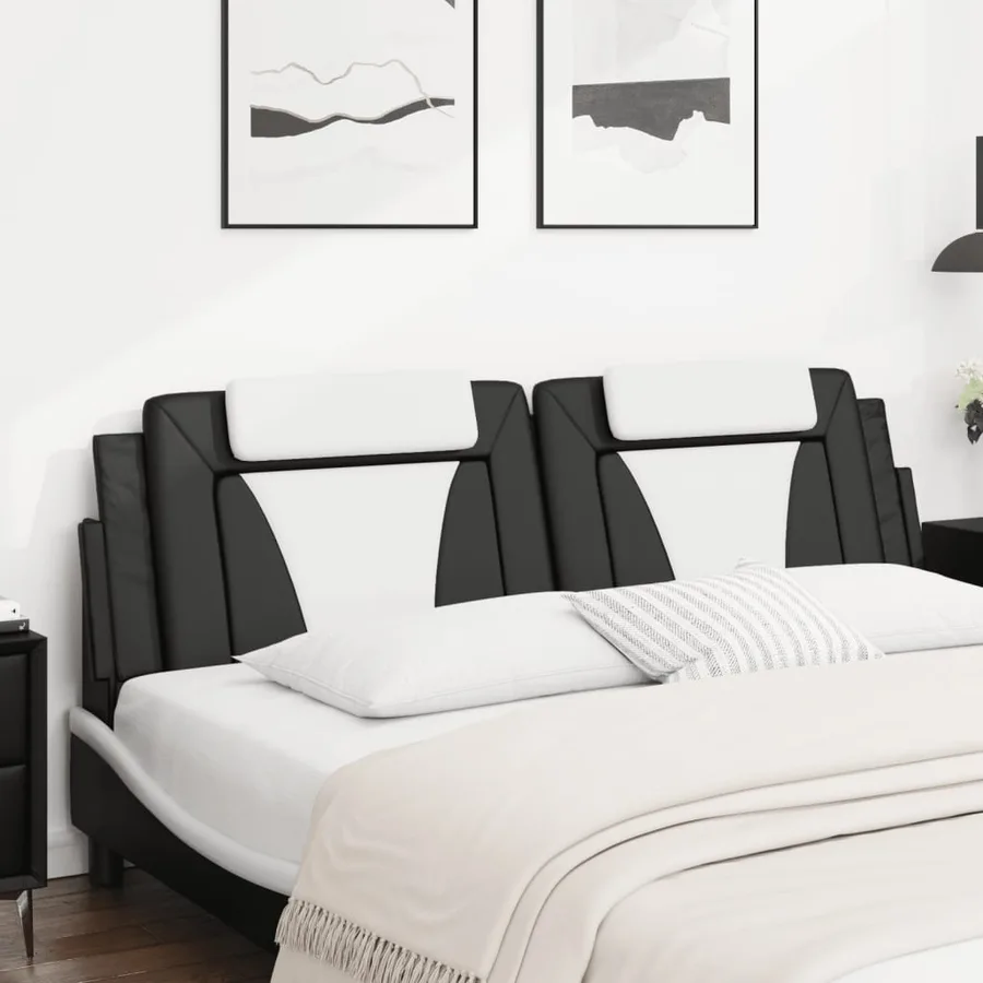 Coussin de tête de lit Viana noir et blanc 180 cm similicuir - 3
