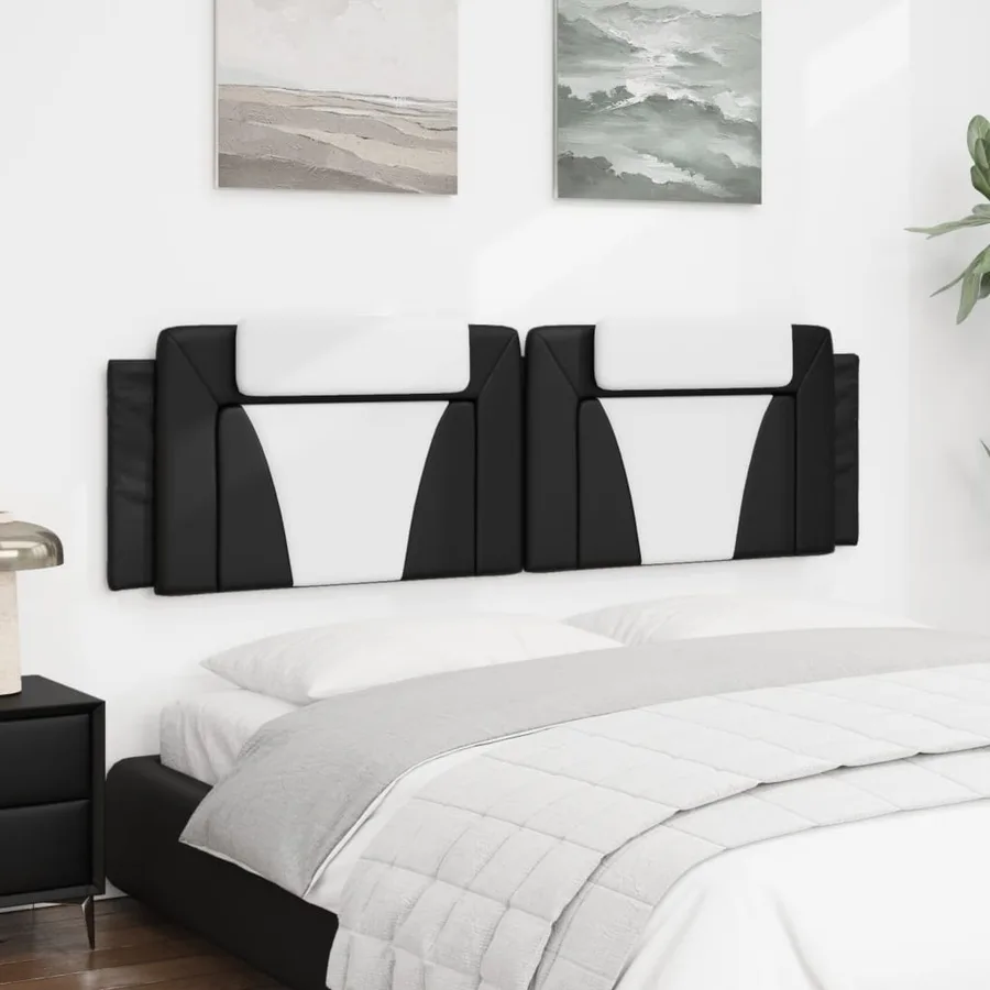 Coussin de tête de lit Viana noir et blanc 180 cm similicuir - 4