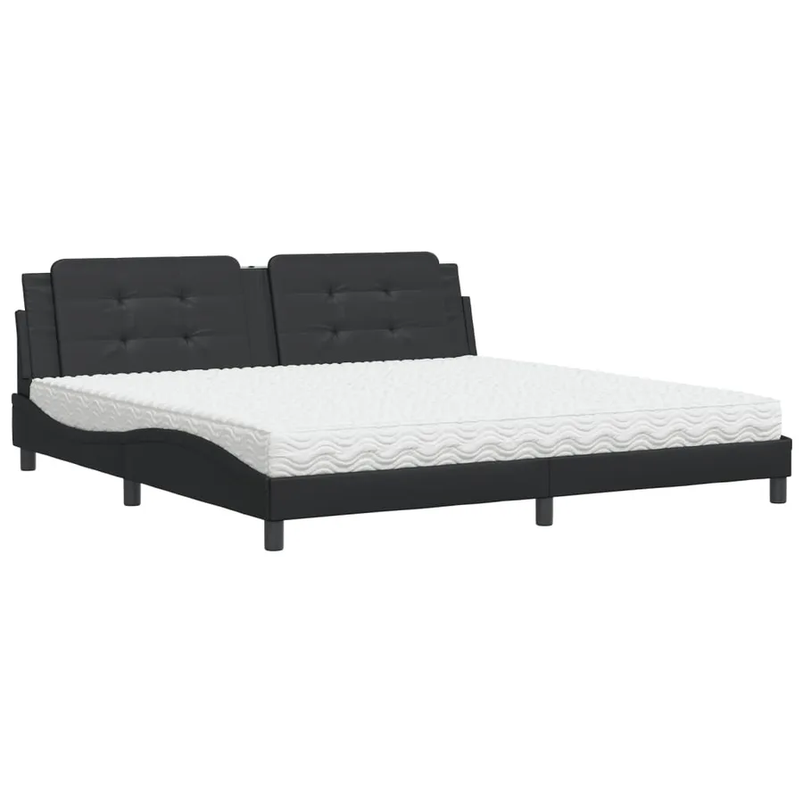 Lit avec matelas Zadar noir 200x200 cm similicuir - 2