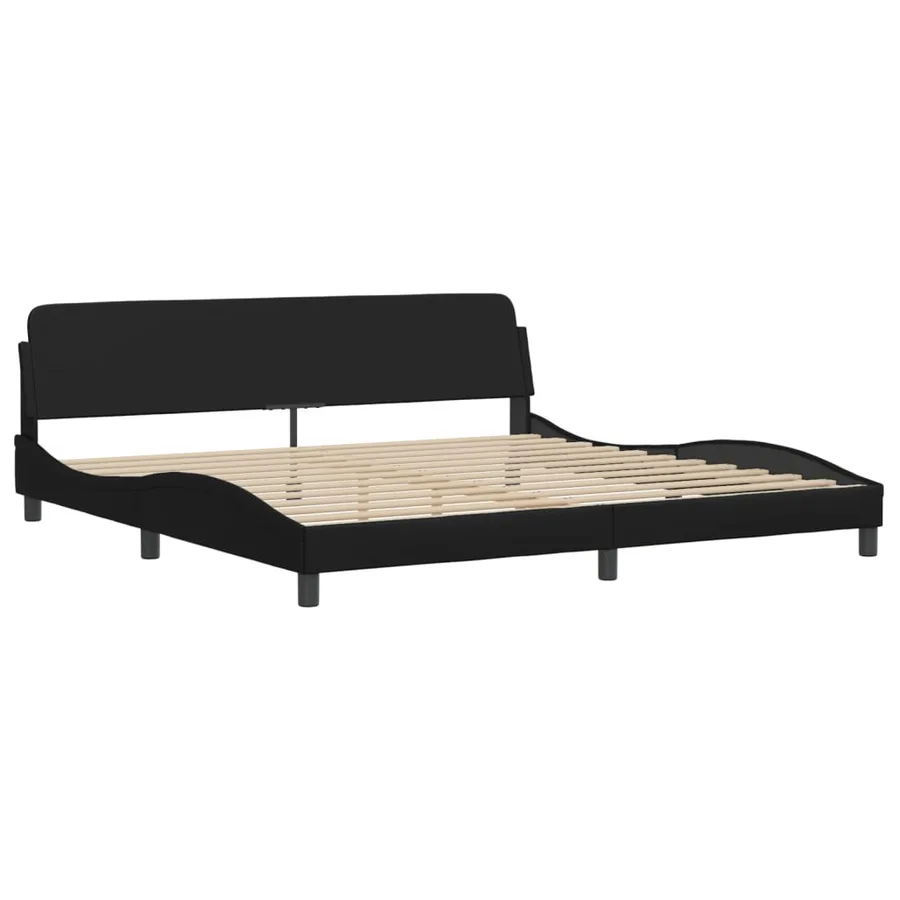 Lit avec matelas Zadar noir 200x200 cm similicuir - 4