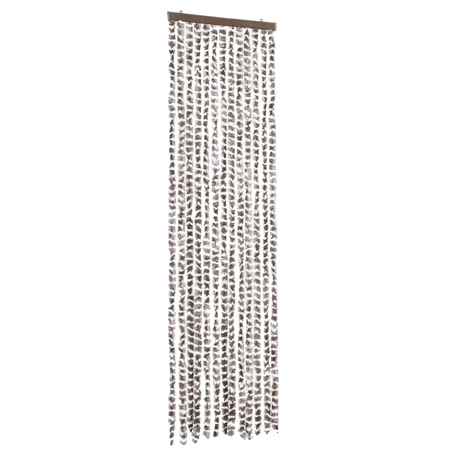 Rideau anti-mouches taupe et blanc 56x200 cm chenille - 2