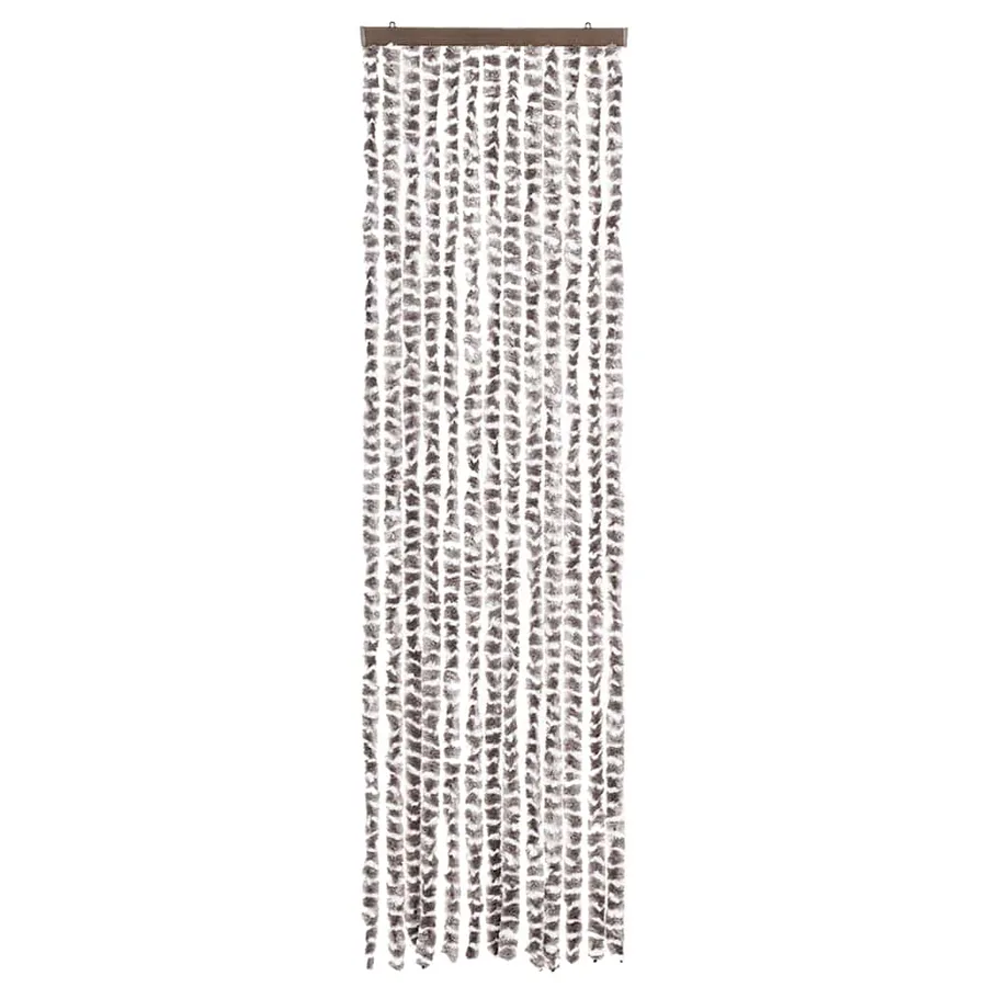 Rideau anti-mouches taupe et blanc 56x200 cm chenille - 3