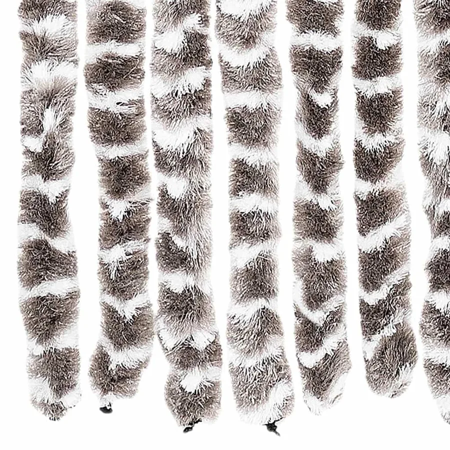 Rideau anti-mouches taupe et blanc 56x200 cm chenille - 6