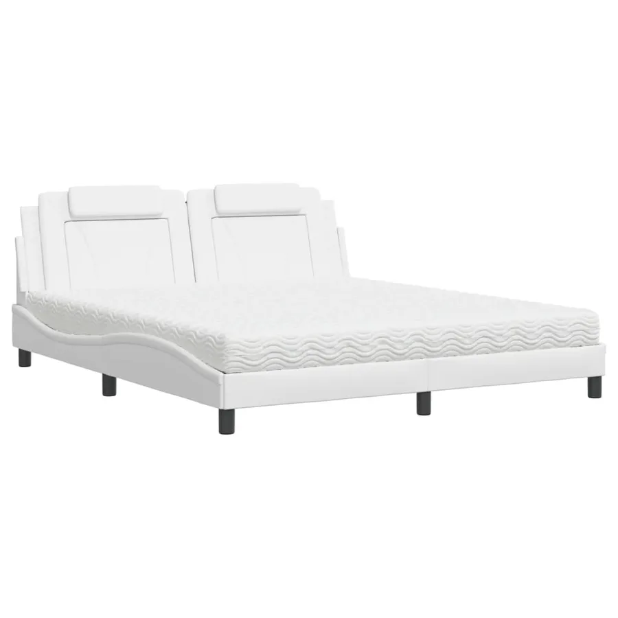 Lit Viana avec matelas blanc 180x200 cm similicuir - 2