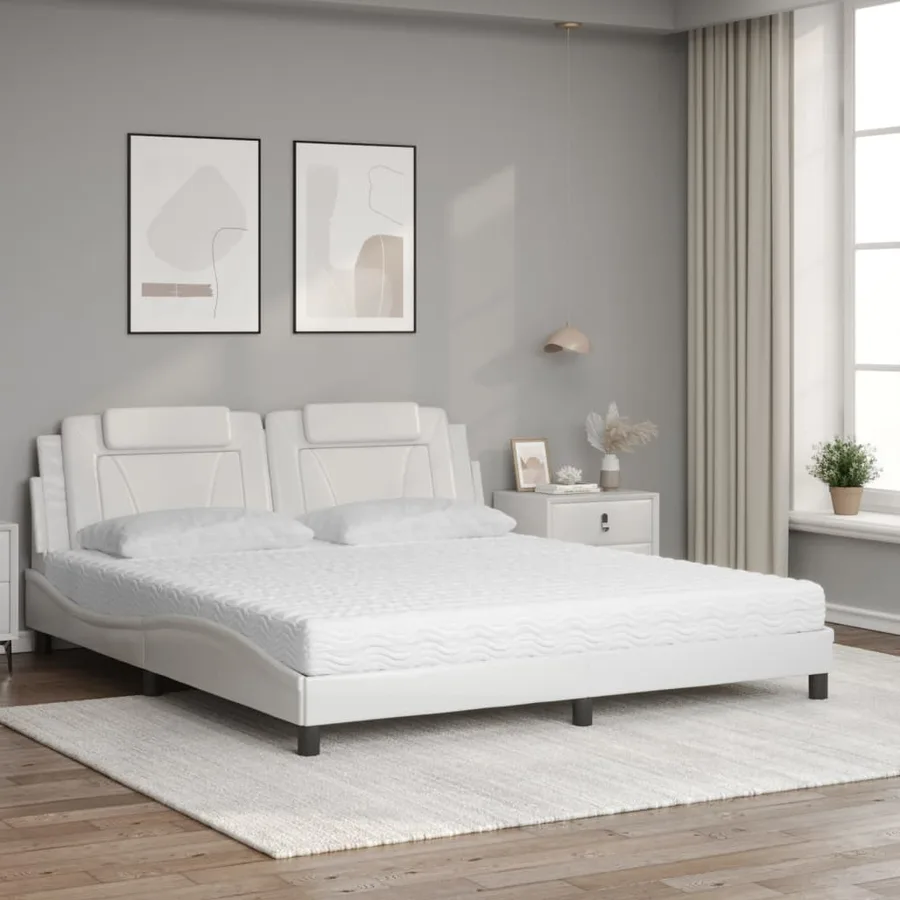 Lit Viana avec matelas blanc 180x200 cm similicuir - 3