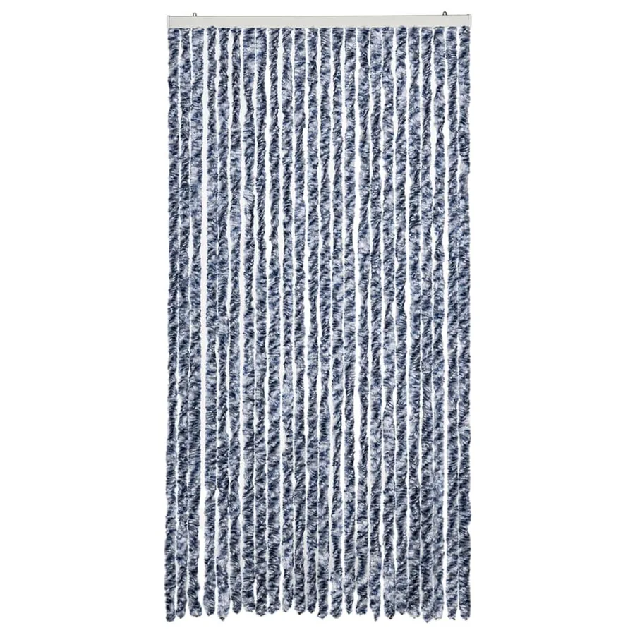 Rideau anti-mouches bleu et blanc 100x230 cm chenille - 3