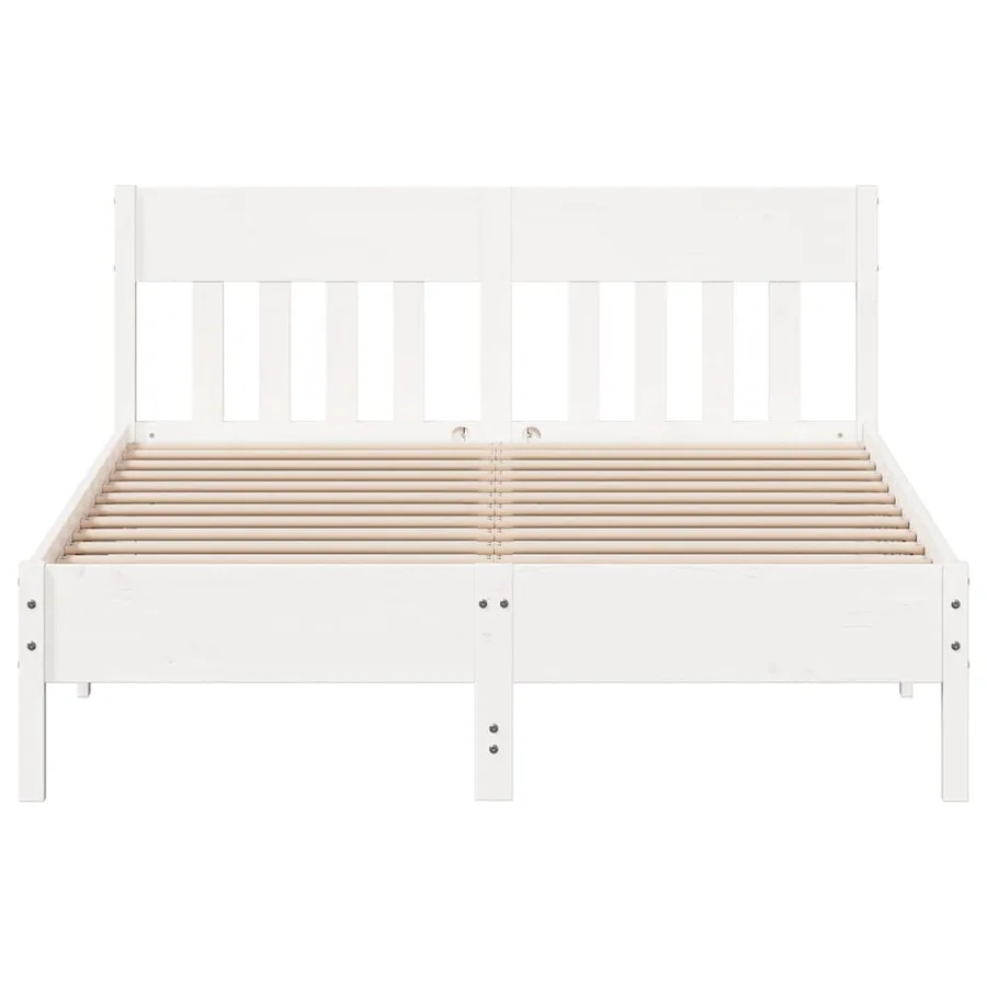 Cadre de lit sans matelas blanc 120x190 cm bois de pin massif - 4