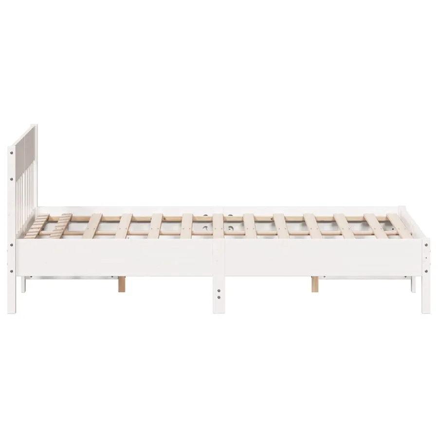 Cadre de lit sans matelas blanc 120x190 cm bois de pin massif - 5