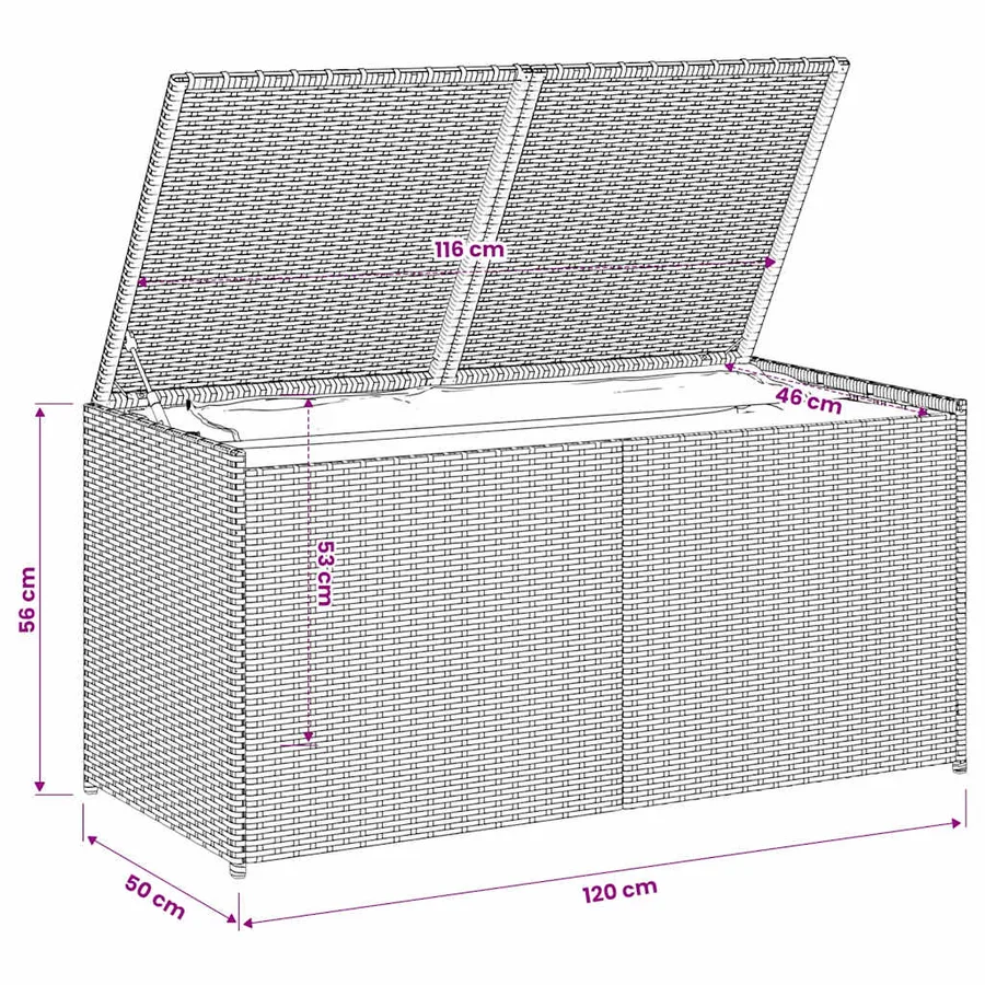 Boîte de rangement de jardin gris 283L résine tressée - 10