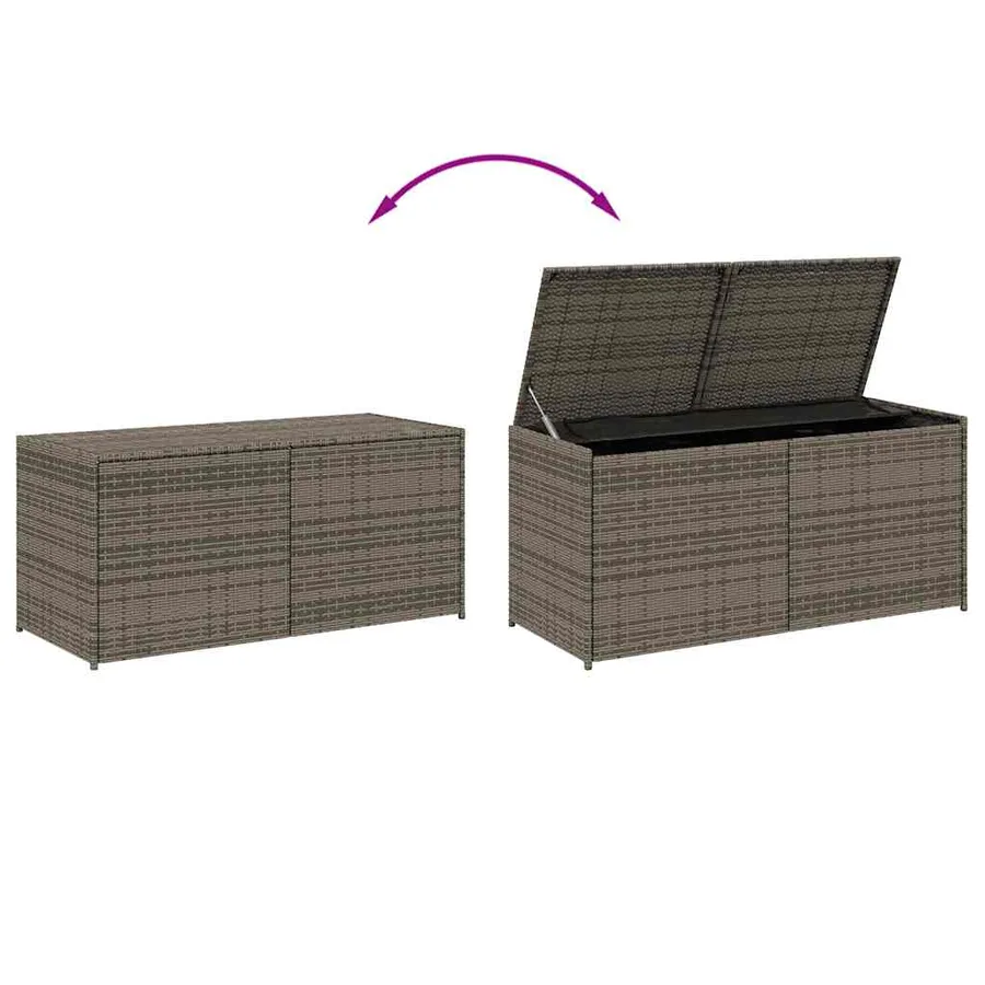 Boîte de rangement de jardin gris 283L résine tressée - 7