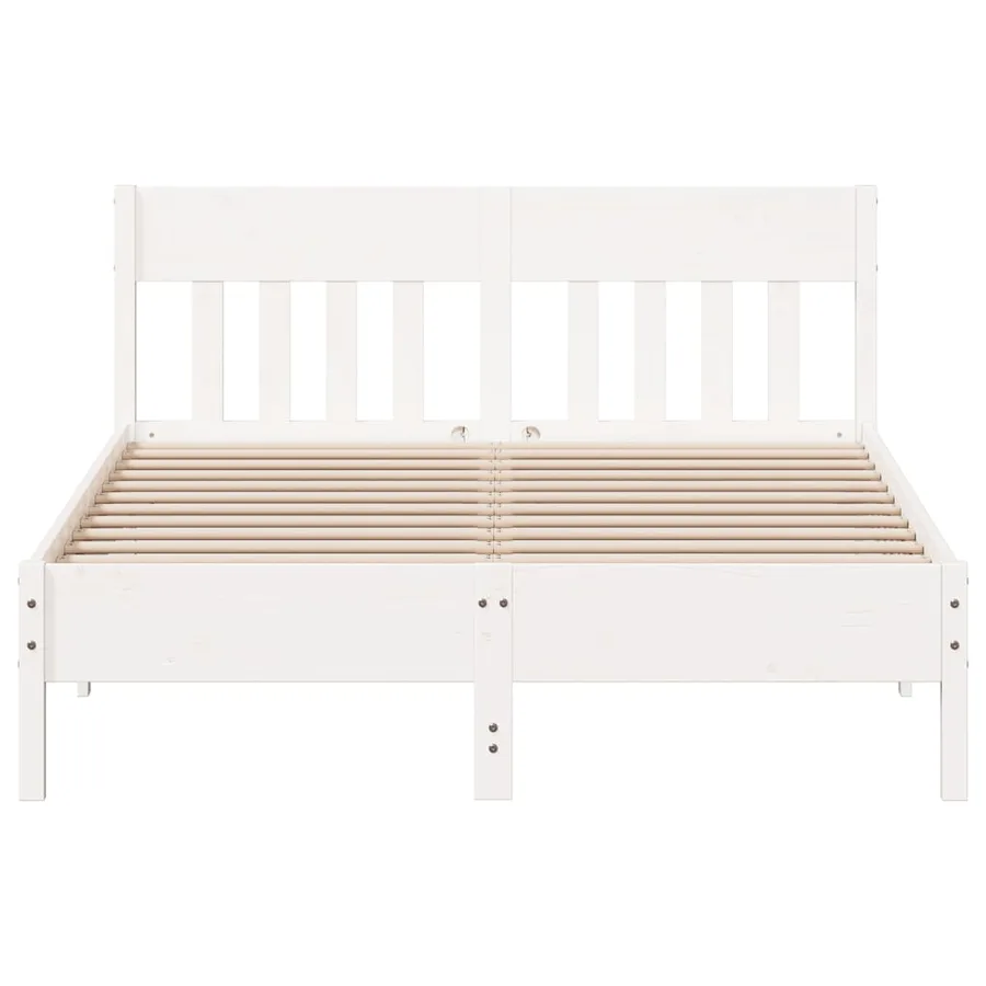 Cadre de lit sans matelas blanc 135x190 cm bois de pin massif - 4