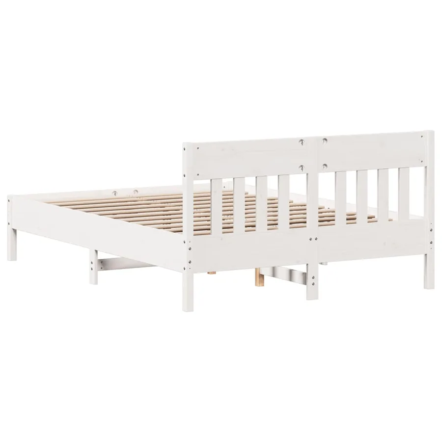 Cadre de lit sans matelas blanc 135x190 cm bois de pin massif - 6