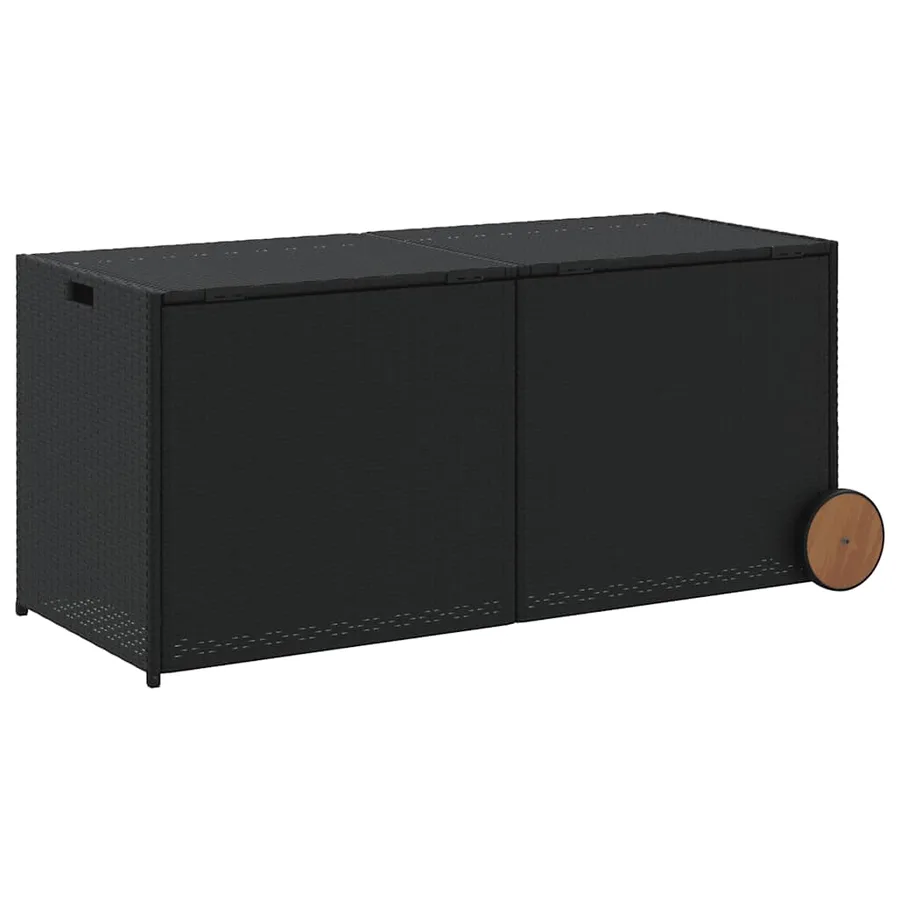 Boîte de rangement de jardin et roues noir 283L résine tressée - 6