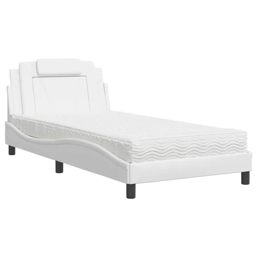 Lit Viana avec matelas blanc 100x200 cm similicuir - 2