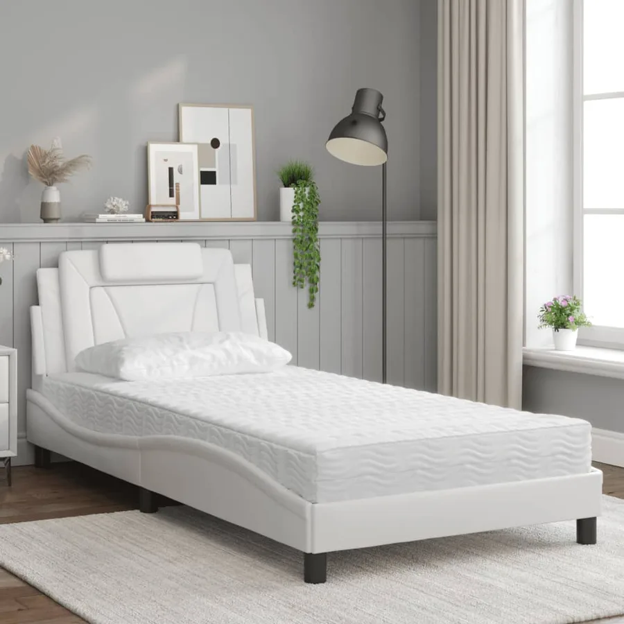 Lit Viana avec matelas blanc 100x200 cm similicuir - 3