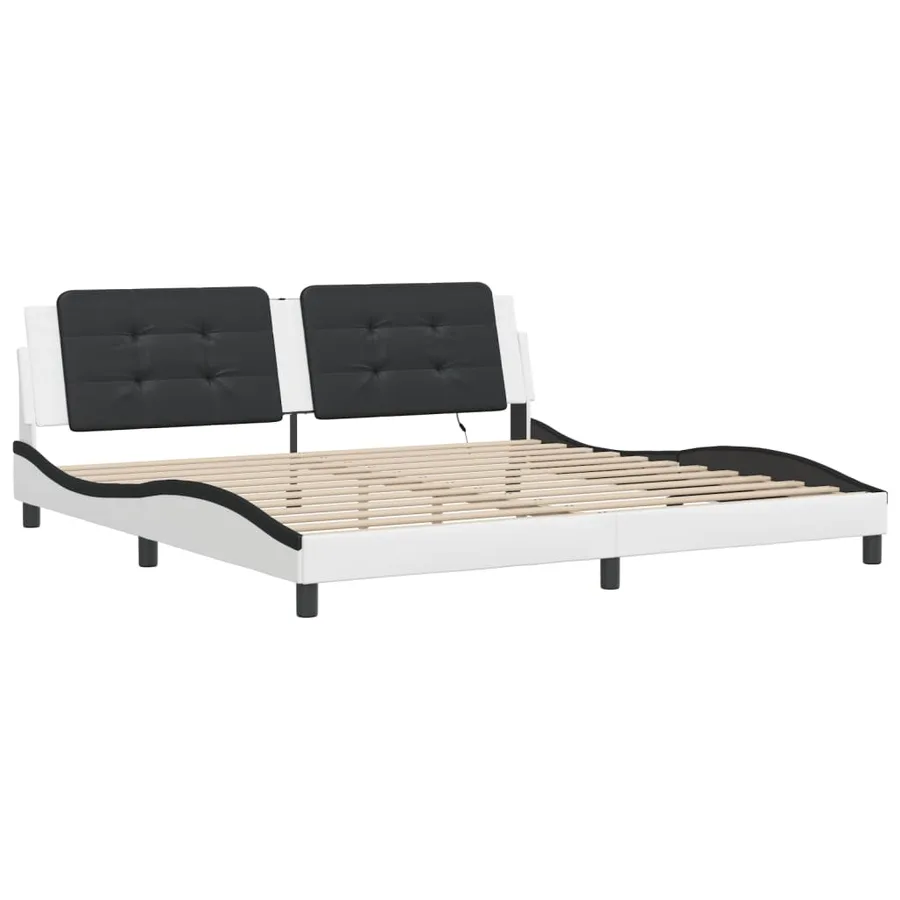 Cadre de lit avec LED sans matelas Zadar blanc et noir 200x200 cm - 3