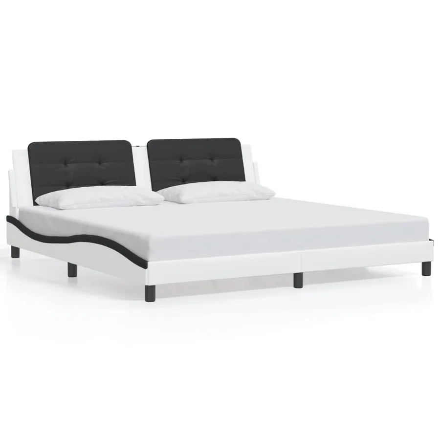 Cadre de lit avec LED sans matelas Zadar blanc et noir 200x200 cm - 5