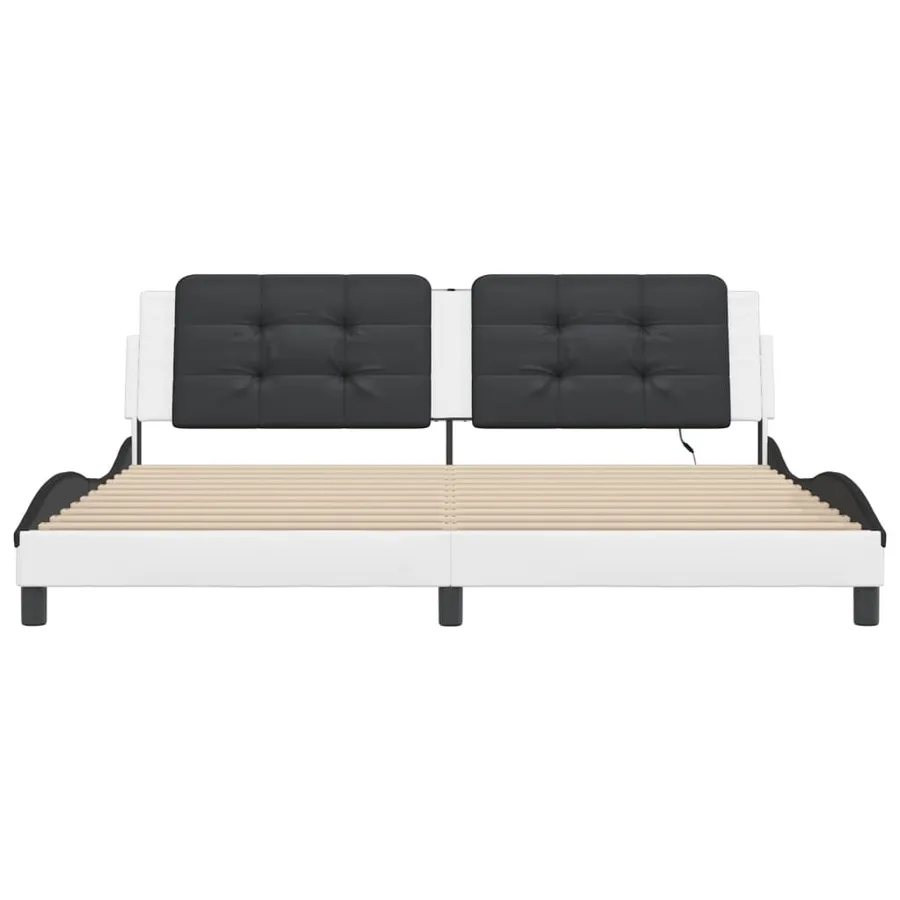 Cadre de lit avec LED sans matelas Zadar blanc et noir 200x200 cm - 6
