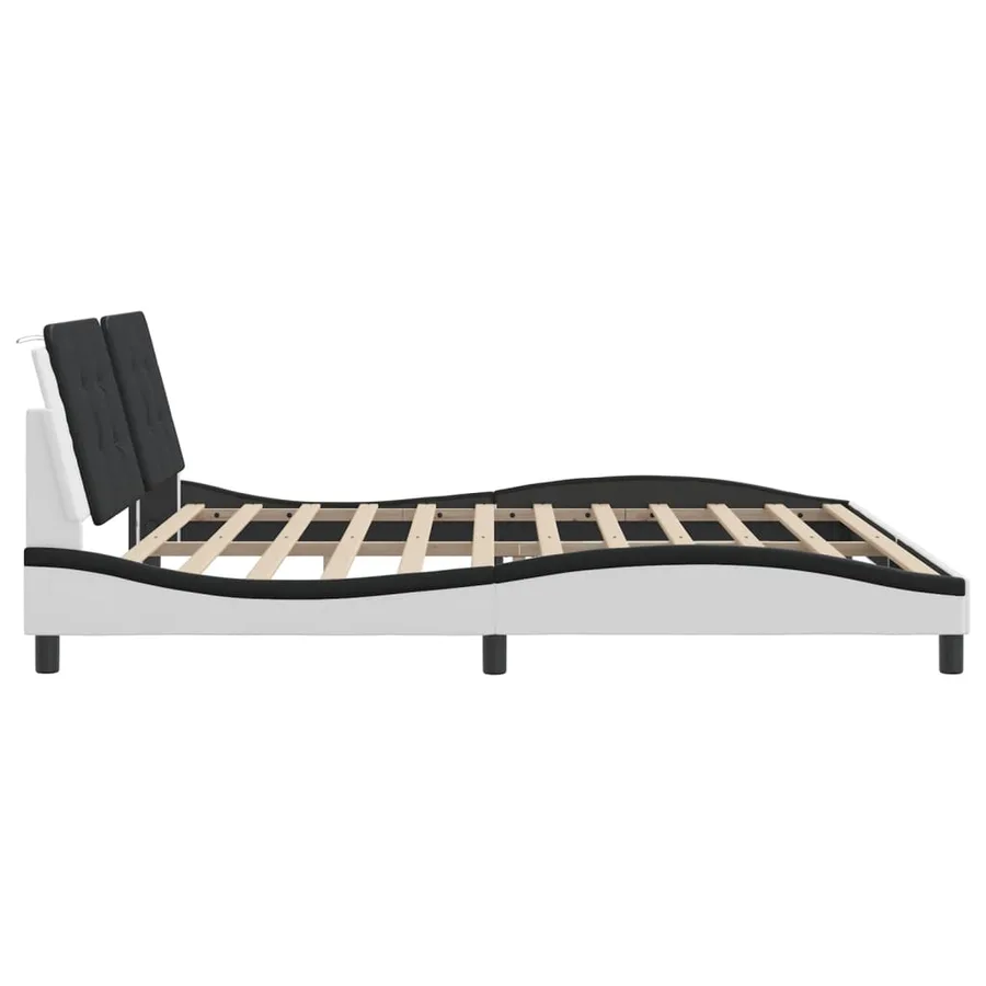 Cadre de lit avec LED sans matelas Zadar blanc et noir 200x200 cm - 8