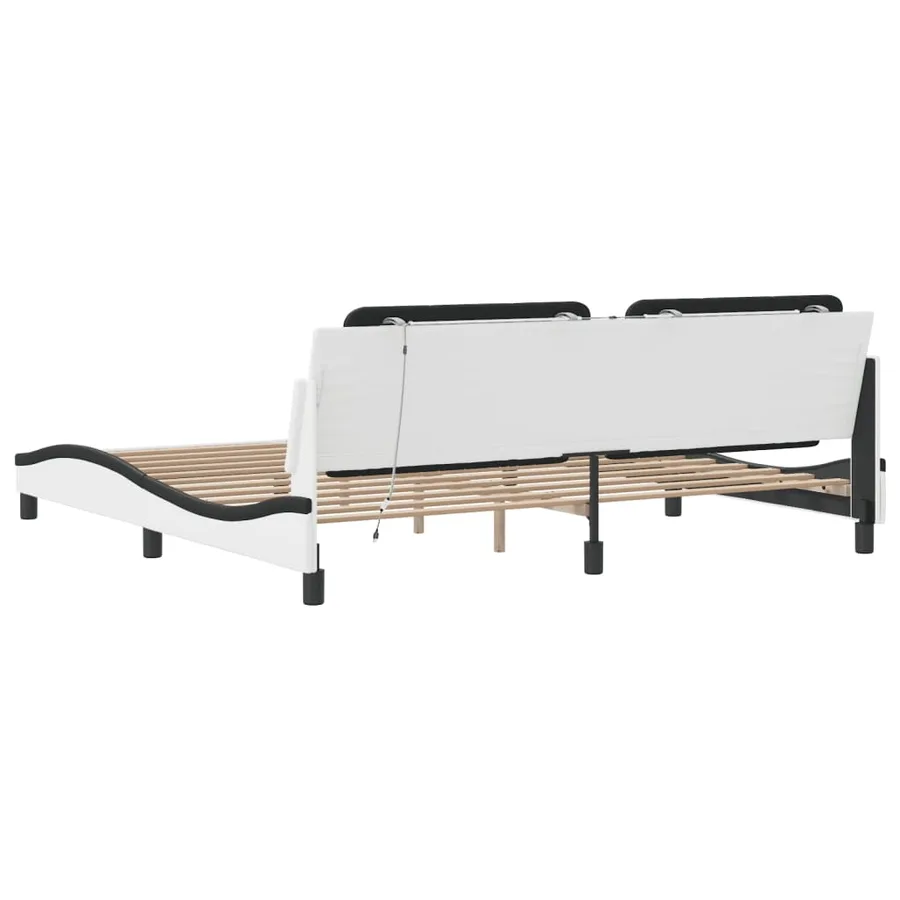 Cadre de lit avec LED sans matelas Zadar blanc et noir 200x200 cm - 9