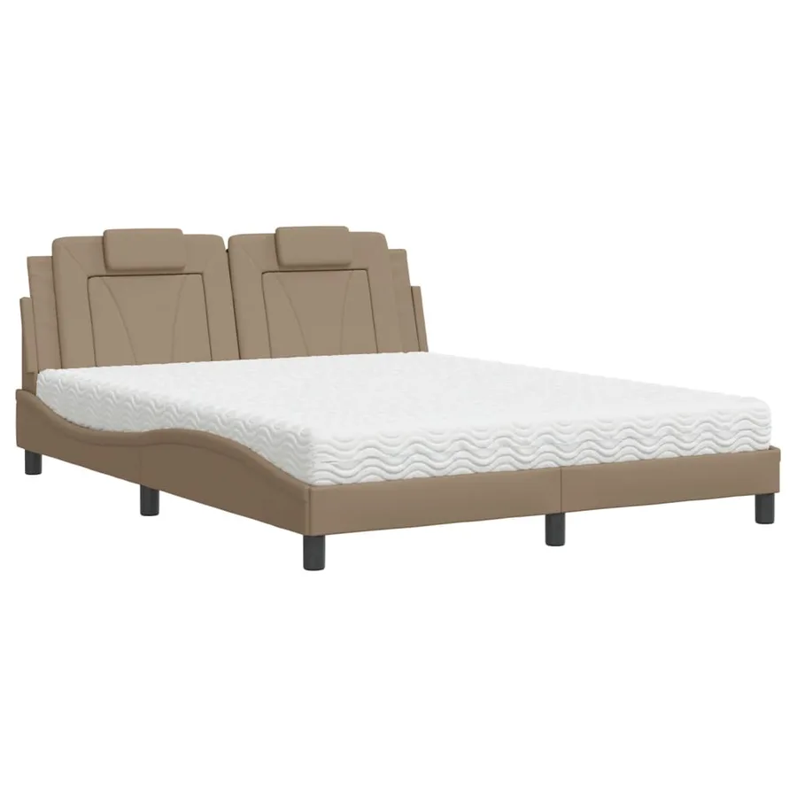 Lit Viana avec matelas cappuccino 160x200 cm similicuir - 2