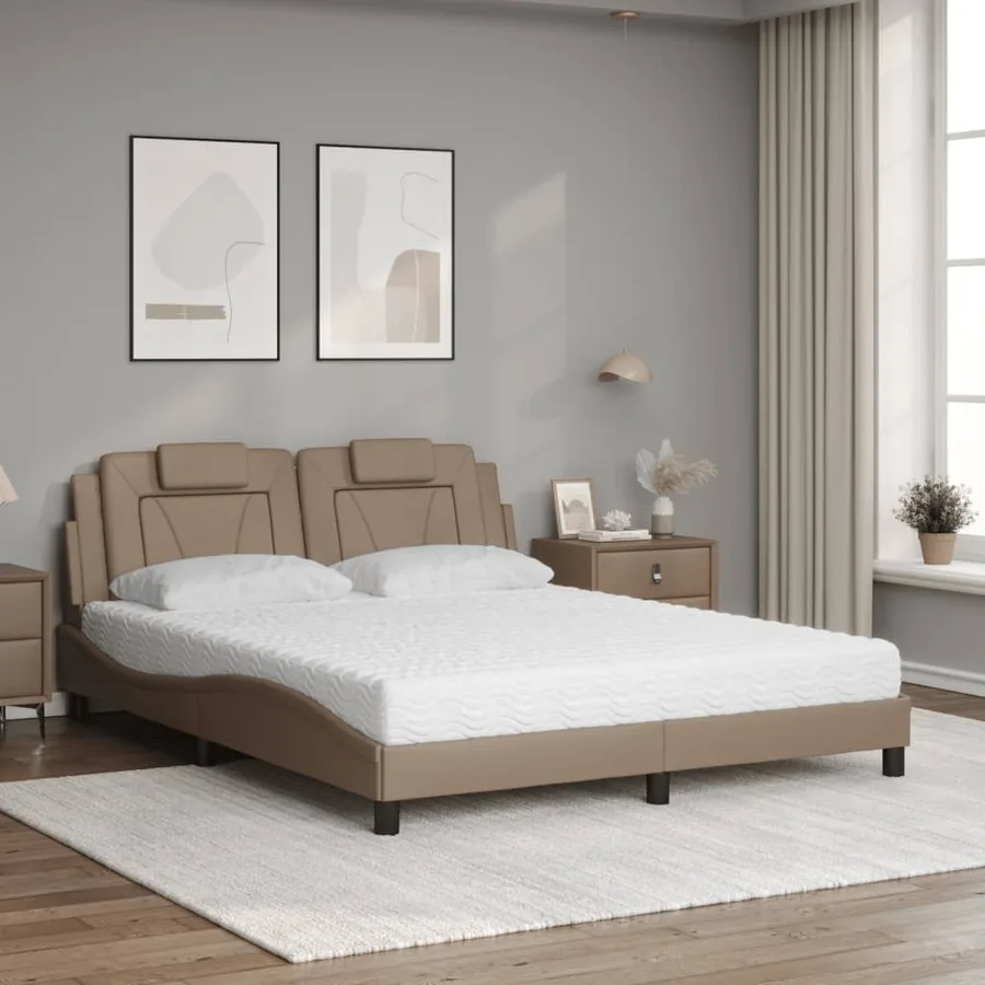Lit Viana avec matelas cappuccino 160x200 cm similicuir - 3