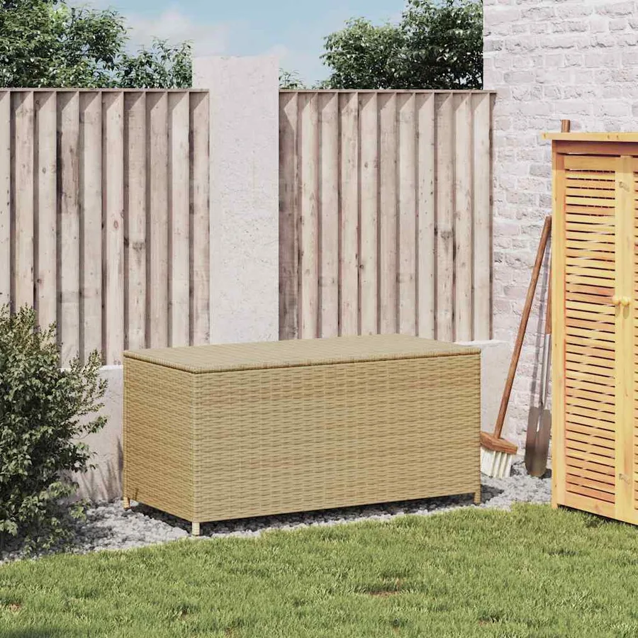 Boîte de rangement de jardin mélange beige 190L résine tressée - 3