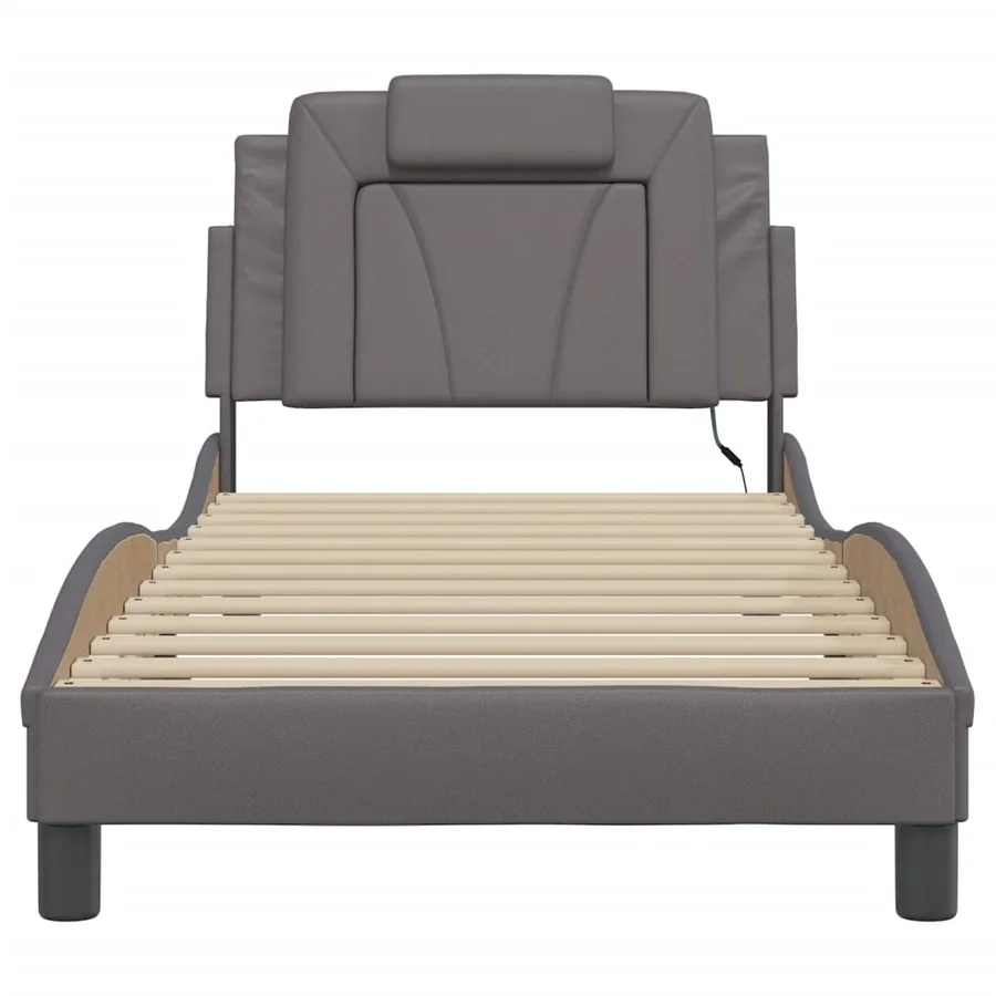 Cadre de lit Viana avec LED sans matelas gris 90x190 cm - 6
