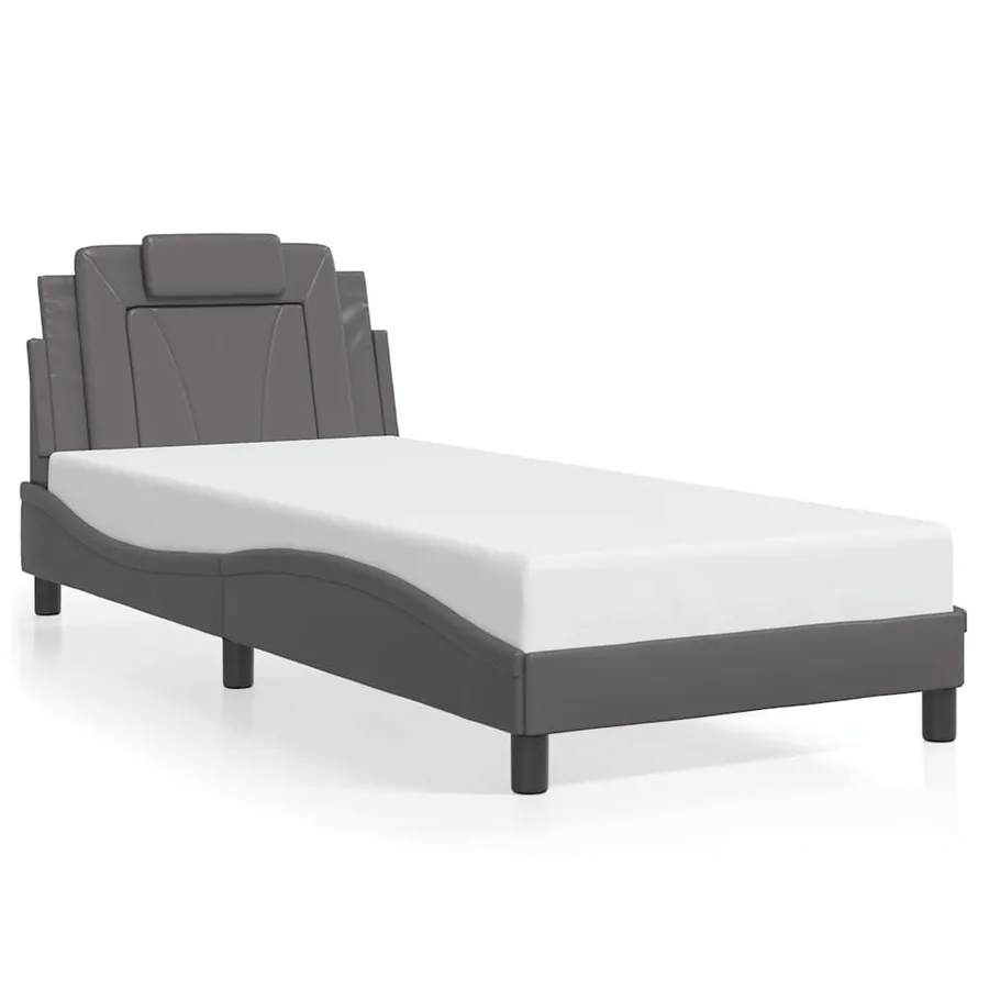 Cadre de lit Viana sans matelas gris 90x190 cm similicuir - 2