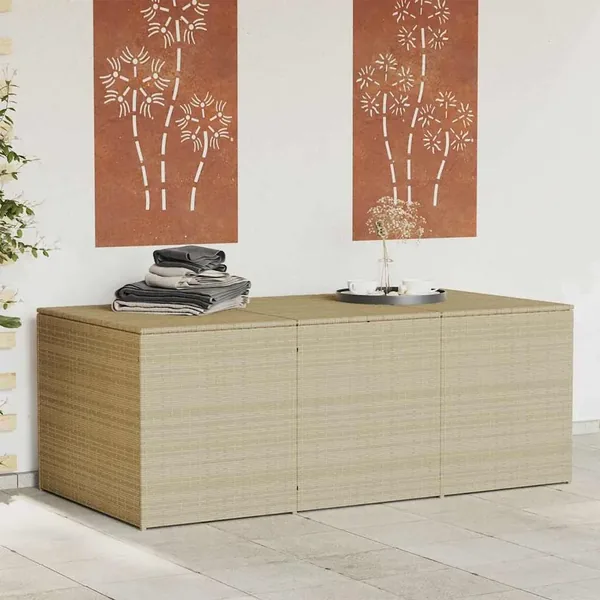 Boîte de rangement de jardin mélange beige 984L résine tressée