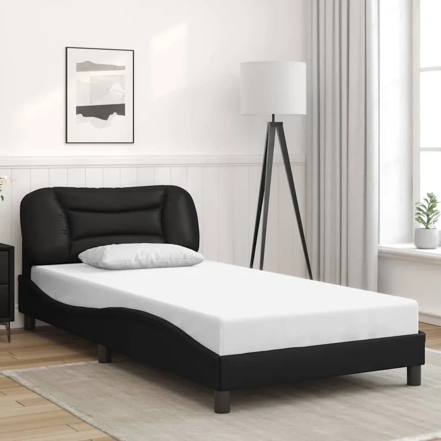 Cadre de lit sans matelas Hvar noir 100x200 cm similicuir