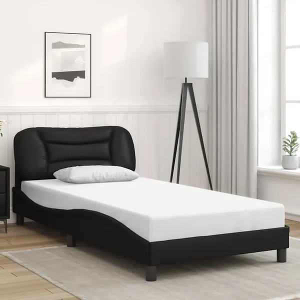 Cadre de lit sans matelas Hvar noir 100x200 cm similicuir