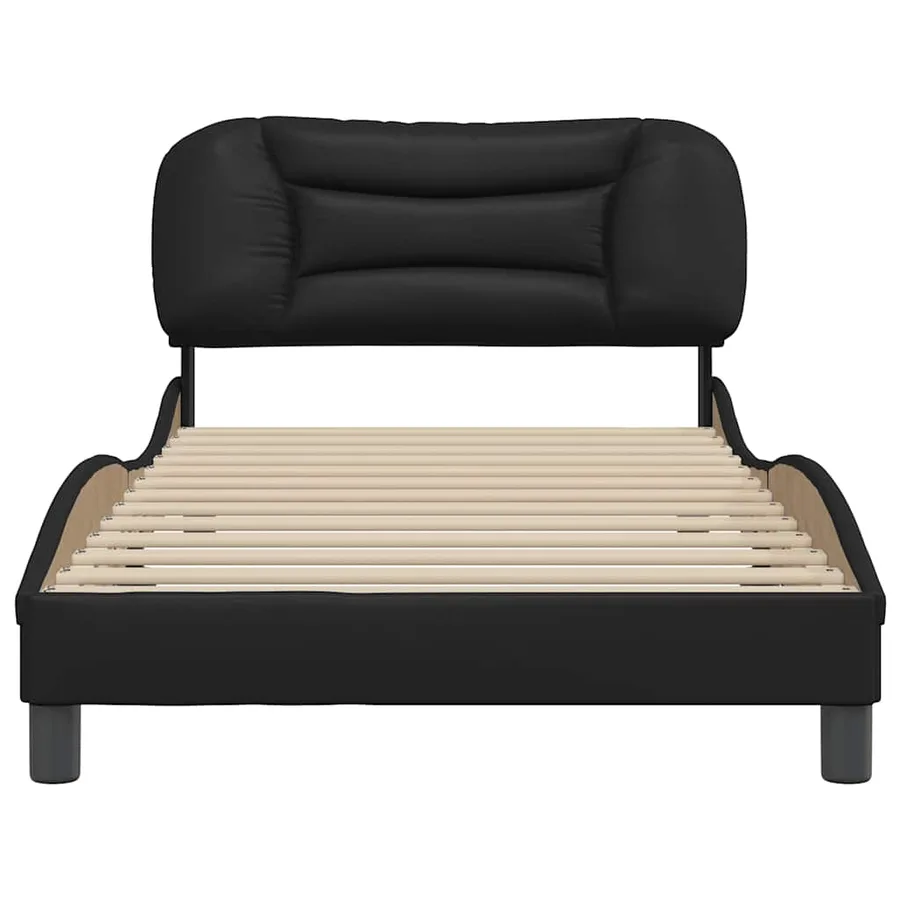 Cadre de lit sans matelas Hvar noir 100x200 cm similicuir - 4